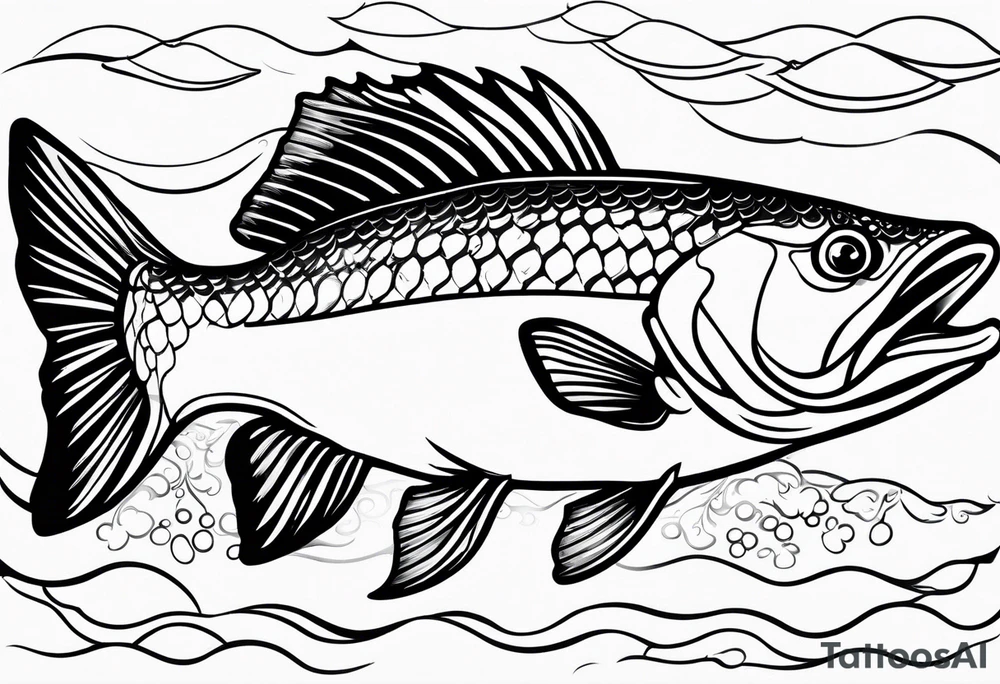 outline walleye simple small no scales tattoo idea