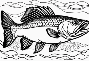 outline walleye simple small no scales tattoo idea