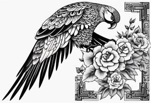 traditional style
full leg sleeve with a bird and flowers tattoo idea