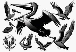 Pelican silhouette series in flight tattoo idea
