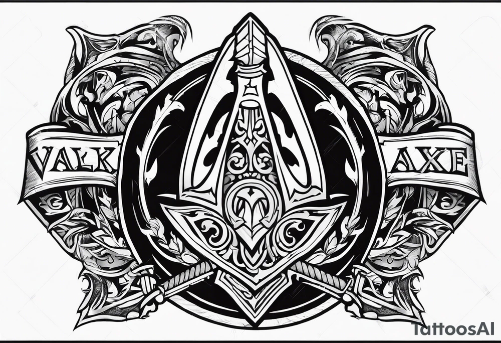 Valhalla sword shield axe armour tattoo idea