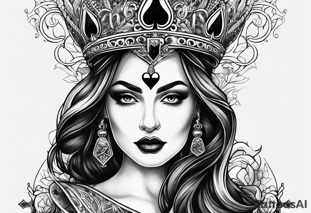 queen of spades with the name micahel hidden tattoo idea