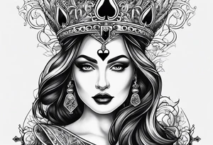 queen of spades with the name micahel hidden tattoo idea