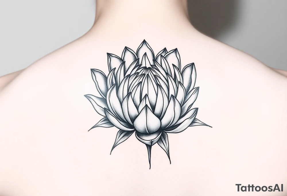 Blooming protea flower tattoo idea