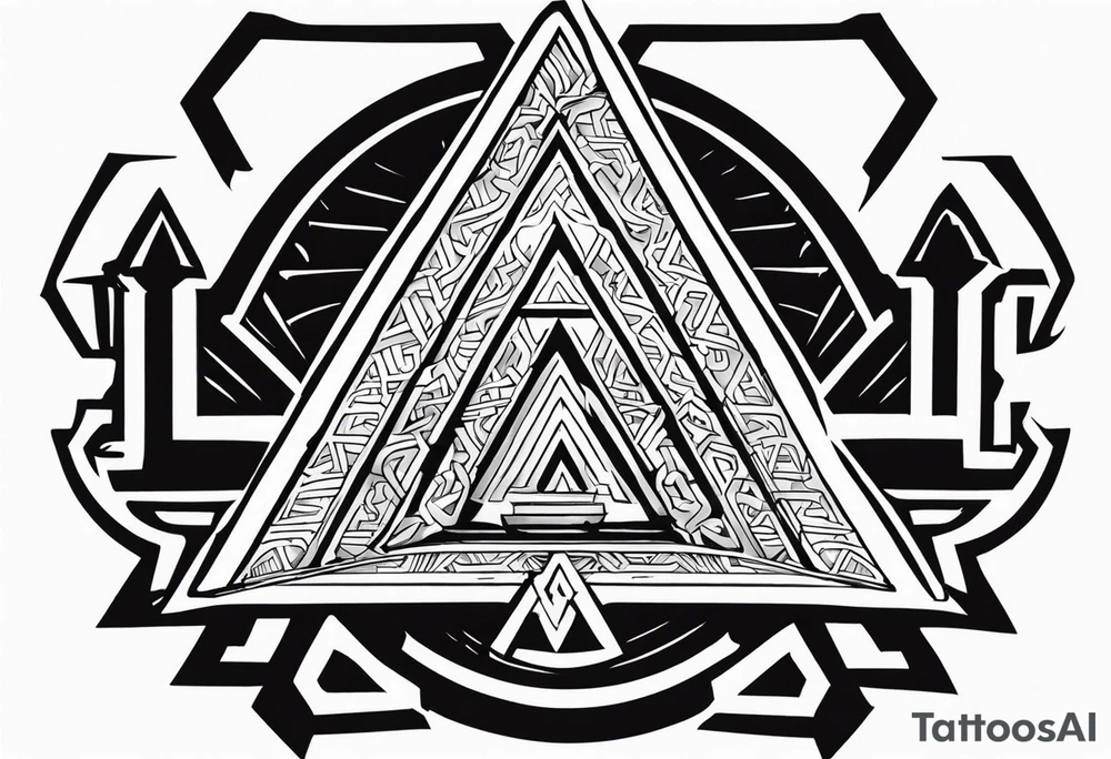 Valhalla sword shield valknut stairs tattoo idea
