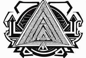 Valhalla sword shield valknut stairs tattoo idea