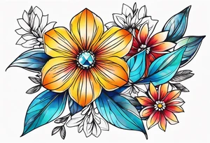small diamond shape wildflowers tattoo idea