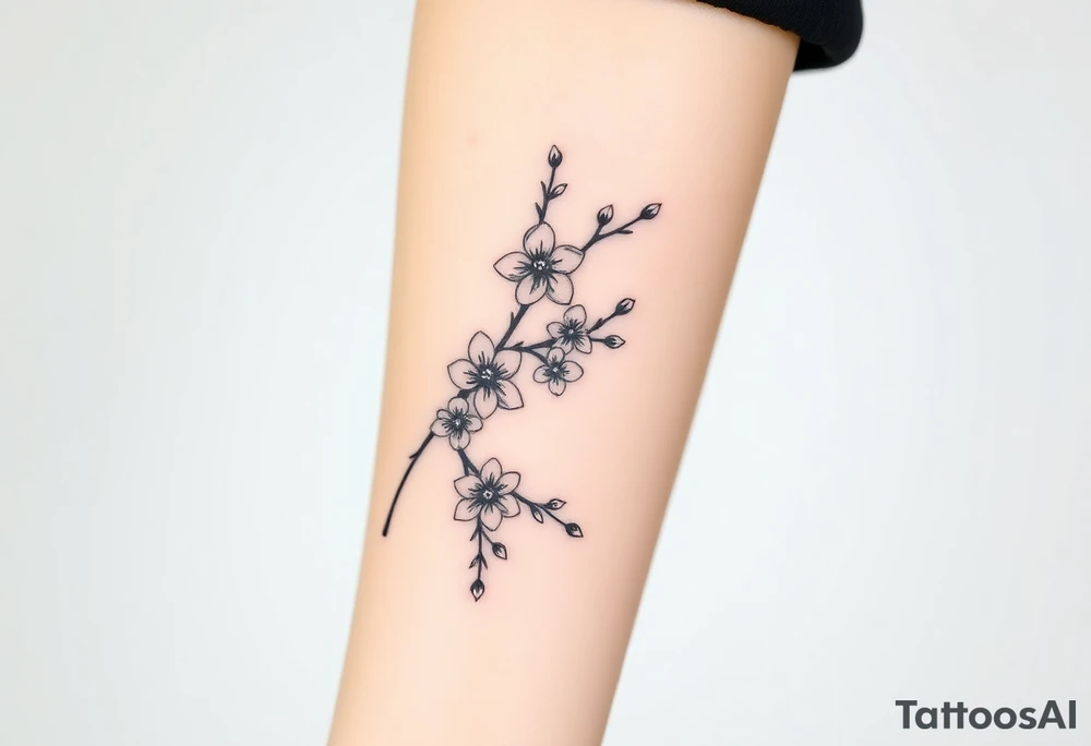 dagger cherry blossoms tattoo idea