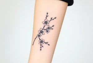 dagger cherry blossoms tattoo idea