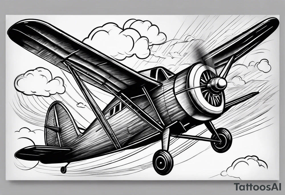 sketch of adventure plane in perspective from the bottom tattoo idea