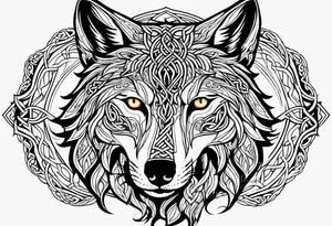 Celtic wolf face tattoo idea