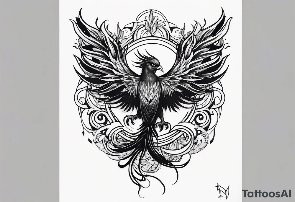 Heavy metal phoenix being reborn tattoo idea