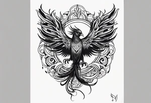 Heavy metal phoenix being reborn tattoo idea