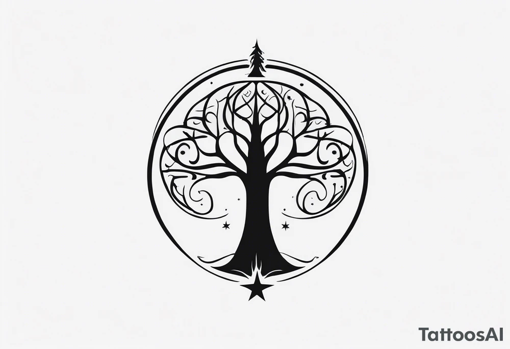 White tree of Gondor with star wars rebel symbol, doctor who tattoo idea