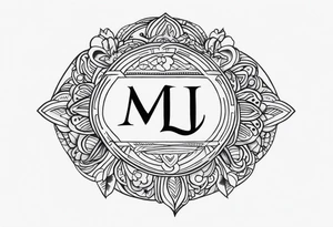 Create a small tattoo on the forearm with the initials MLJ, date of birth 22/09/22 in the style of a moluccan tattoo tattoo idea