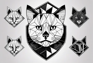 cat, abstract, geometric, lines, halftone, splatter, cat paw, hexagon tattoo idea