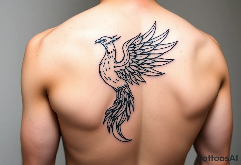 Side arm tattoo with the phoenix rising from the ashes linked with libra sign and based on discipline and the help of God.Geometric and abstract style tattoo idea