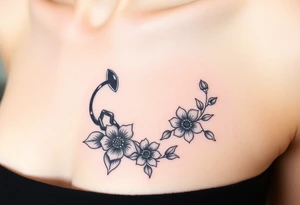 A medium tattoo including the Scorpio constellation , the Virgo constellation as well as the flowers associated with October & September into one thing tattoo idea