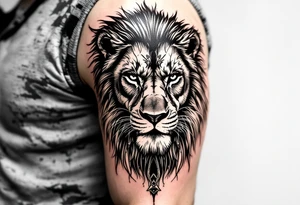 egyptian themed lion (red and black) tattoo idea