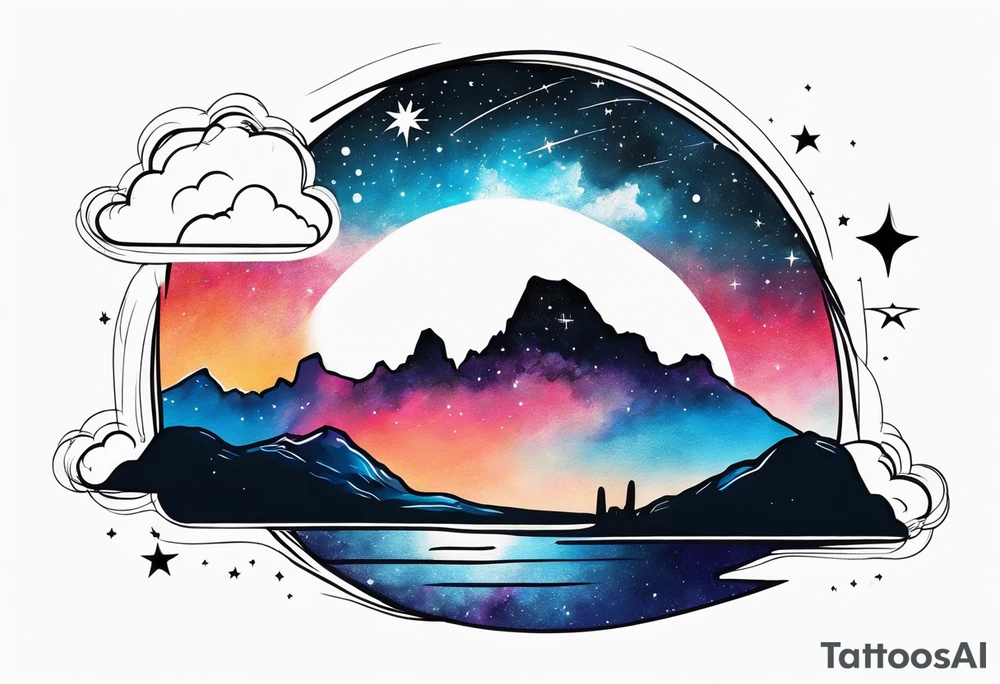 Galaxy sky with Arizona landscape tattoo idea