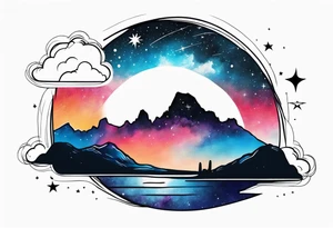 Galaxy sky with Arizona landscape tattoo idea