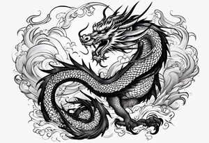 Brushstroke oriental dragon tattoo idea