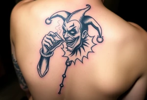 jester smoking and drinking in the other hand tattoo idea