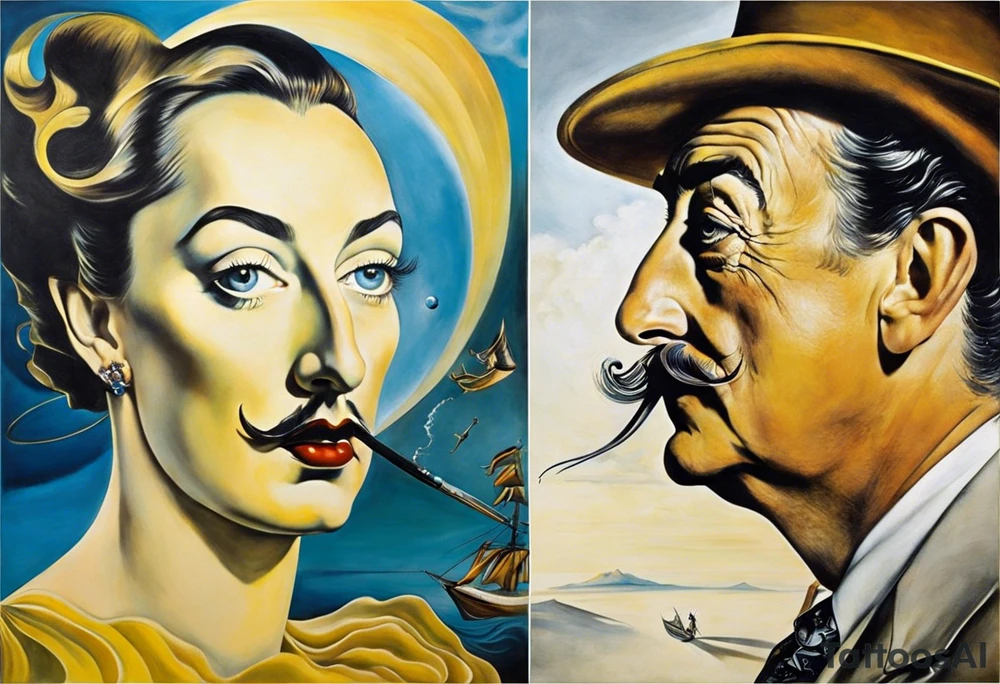 Сложный эскиз на спину в стиле salvador dali, огонь должен присутствовать tattoo idea