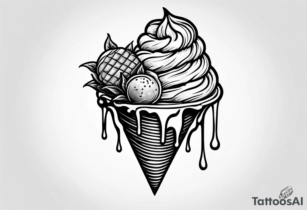 tiny one scoop ice cream cone tattoo idea