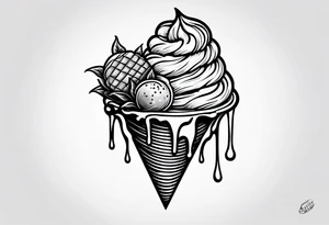tiny one scoop ice cream cone tattoo idea