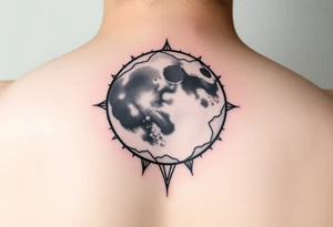 A fine line moon with the sun coming out behind it tattoo idea