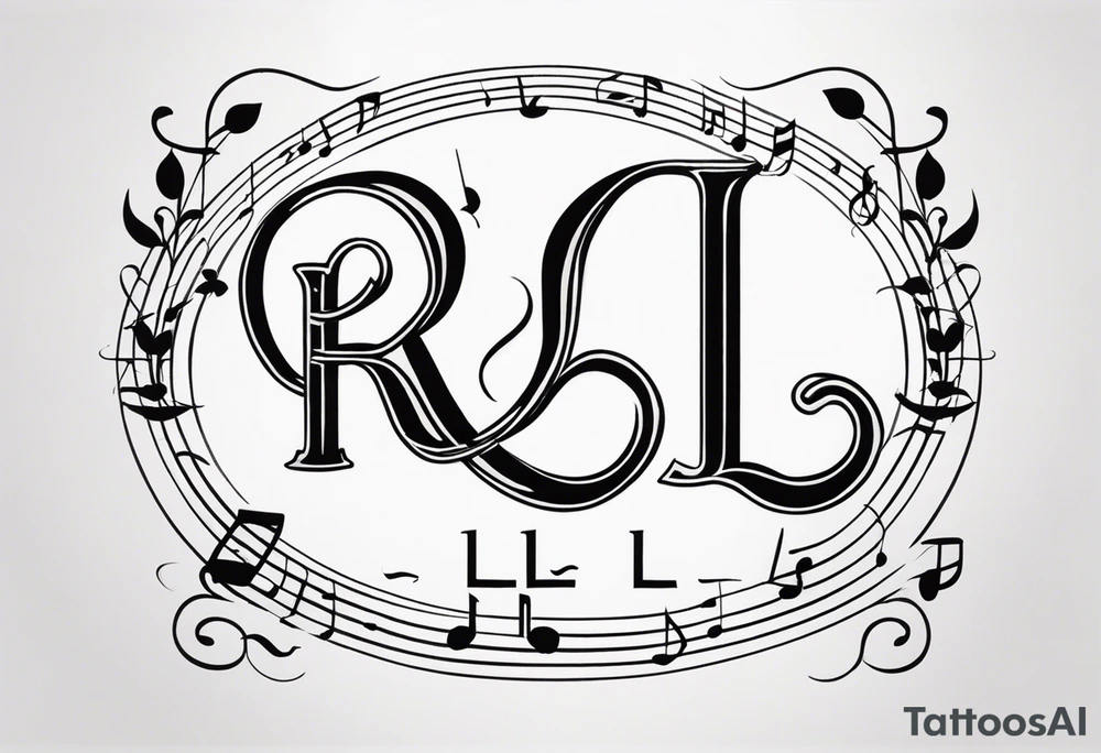 Musical notes depicting the letters R and L tattoo idea Musical notes depicting the letters R and L tattoo idea