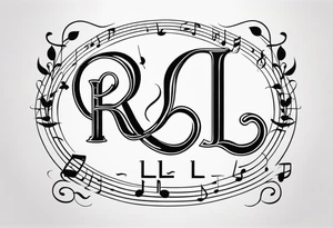 Musical notes depicting the letters R and L tattoo idea
