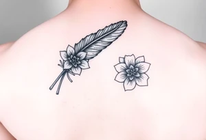 Feather, floral tattoo idea