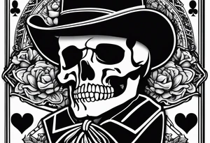 Western playing card full house tattoo with skeleton on it tattoo idea