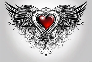 devilish heart angelish wings tattoo idea