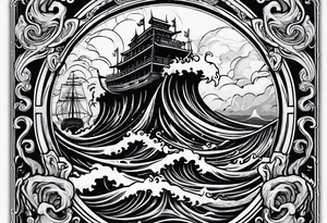 Kraken tentacles grabbing Poseidon thrusting trident into monster deep ocean stormy tattoo idea
