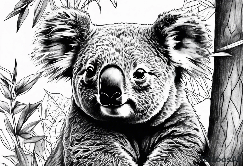 koala in a forest tattoo idea