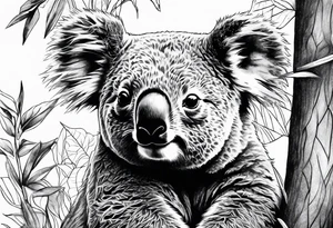 koala in a forest tattoo idea