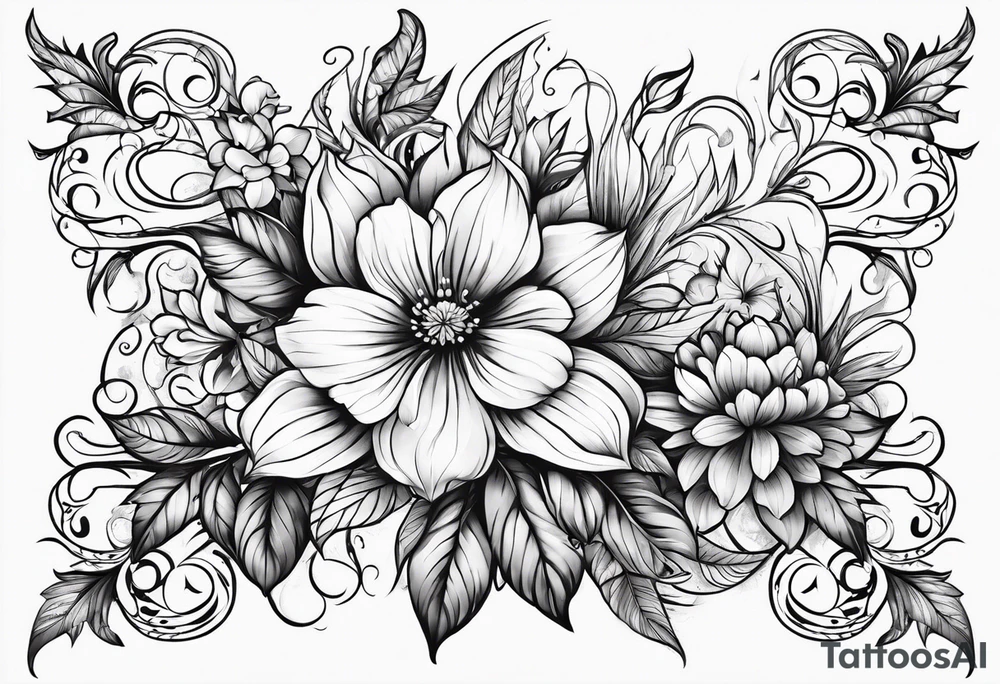 ornaments of flowers tattoo idea