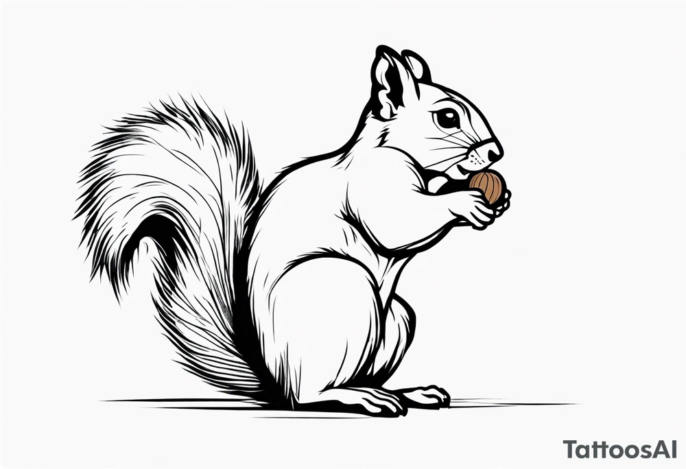 cute squirrel with a nut tattoo idea