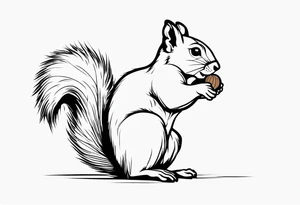 cute squirrel with a nut tattoo idea