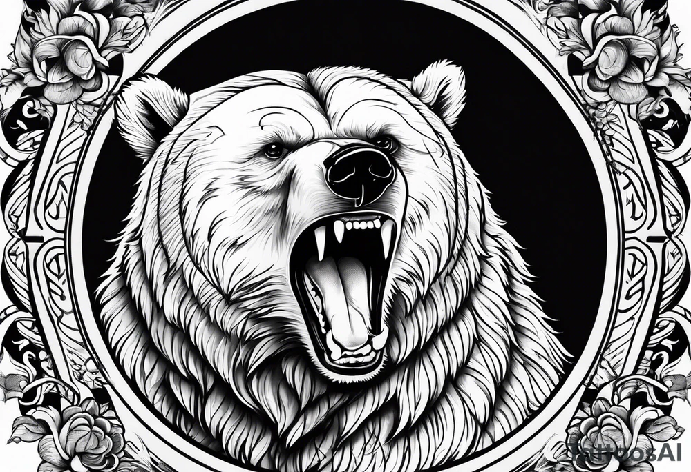 screaming bear 4cmx10cm tattoo idea