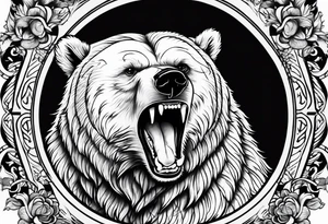 screaming bear 4cmx10cm tattoo idea