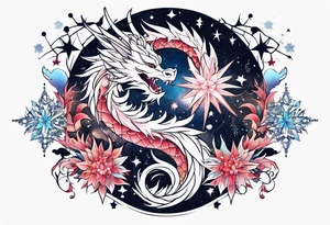 Constellation, dragon, snowflake tattoo idea