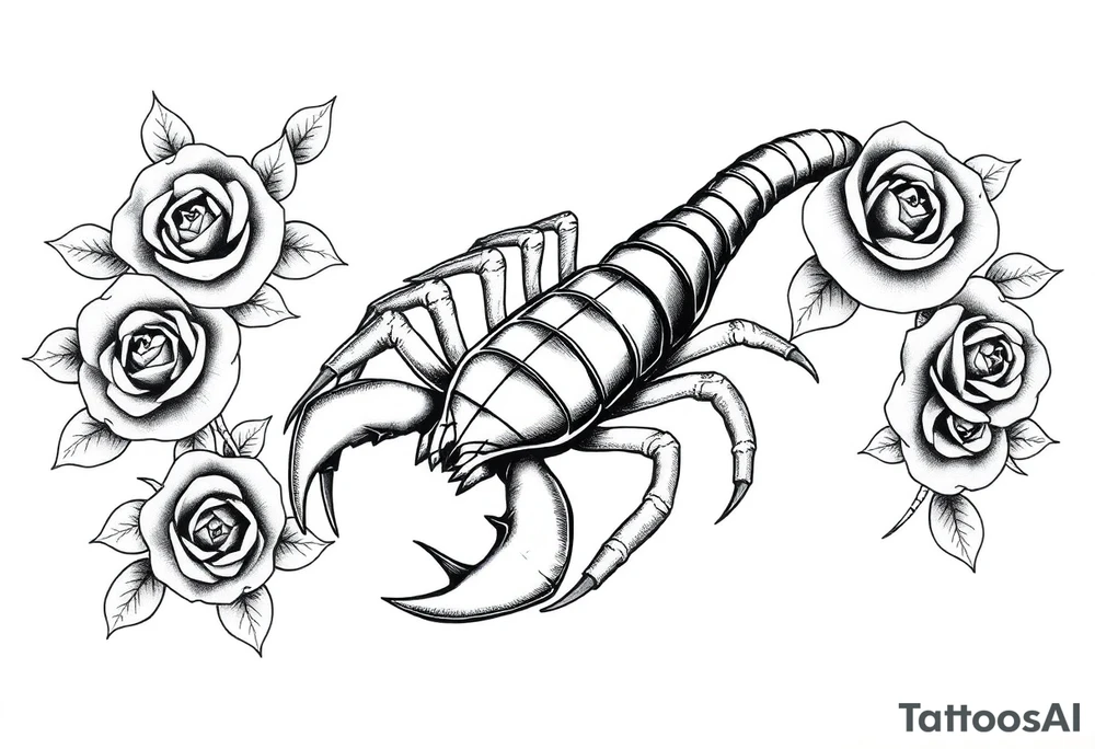 Scorpion with roses tattoo idea