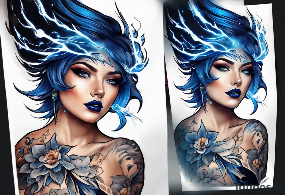 Blue V Lightning tattoo idea