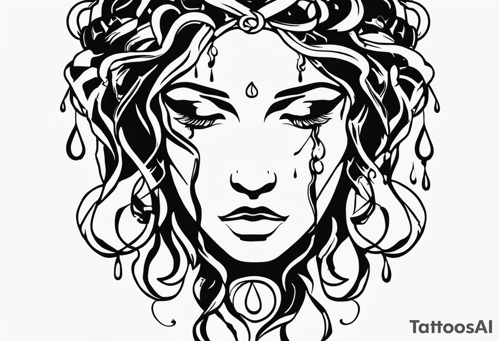 Broken medusa head with tears tattoo idea
