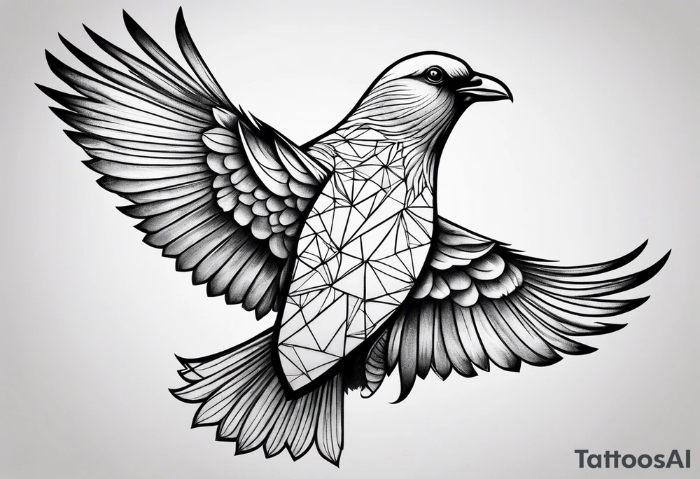 Half crow half dove tattoo idea