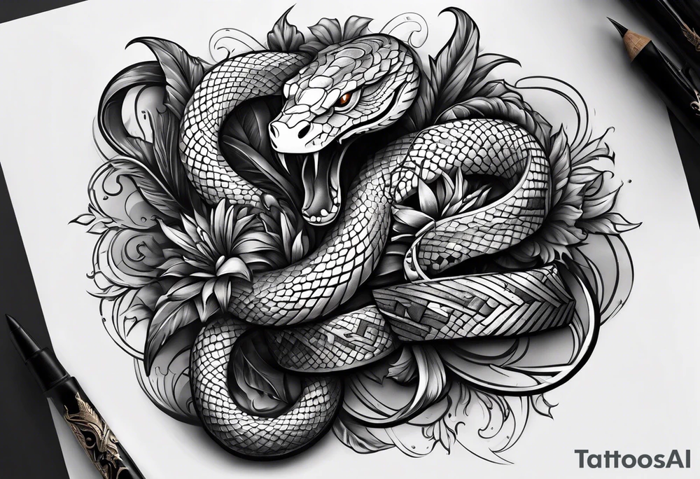 snake wrapped around a dagger tattoo idea